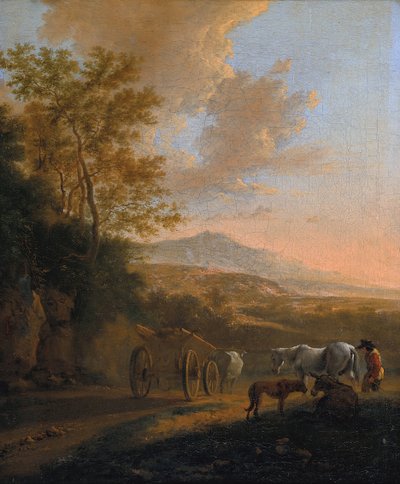 Italian Landscape with an Ox-cart by Jan Dirksz Both